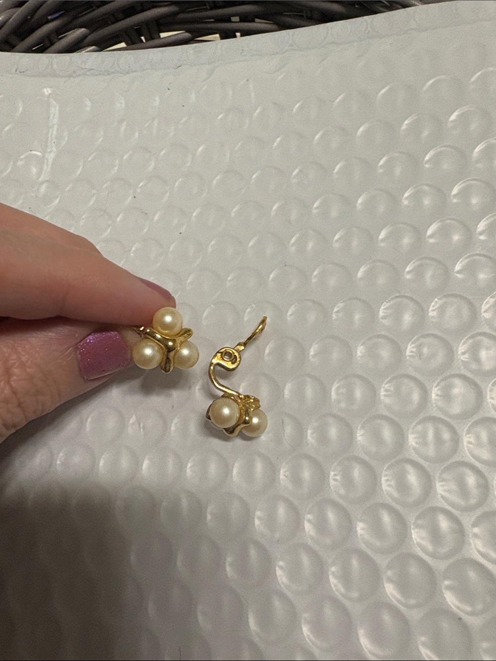 Monet Elegant Gold Pearl Cluster clip on earrings